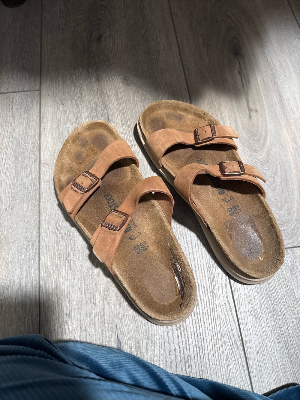 Birkenstock Double-Buckle Slide Sandals in Tan Suede